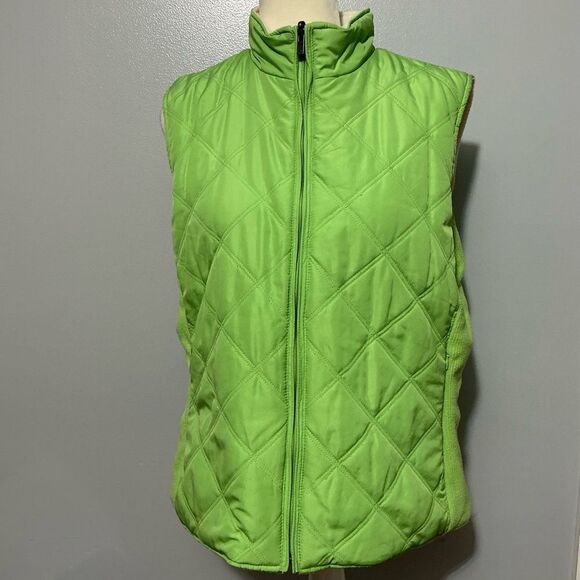 Izod Green and cream reversible Quilted Vest size XL - Picture 2 of 9